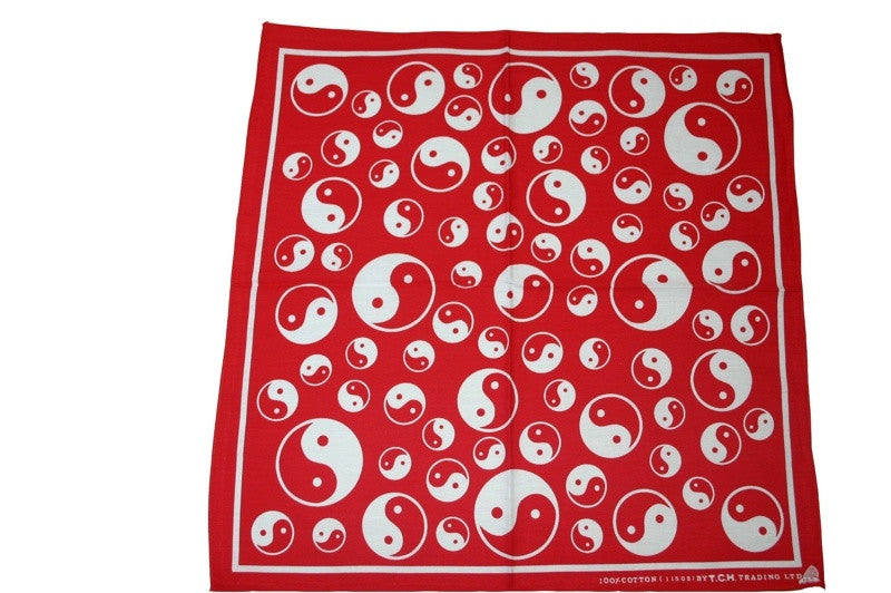 Square Red Ying and Yang Bandana