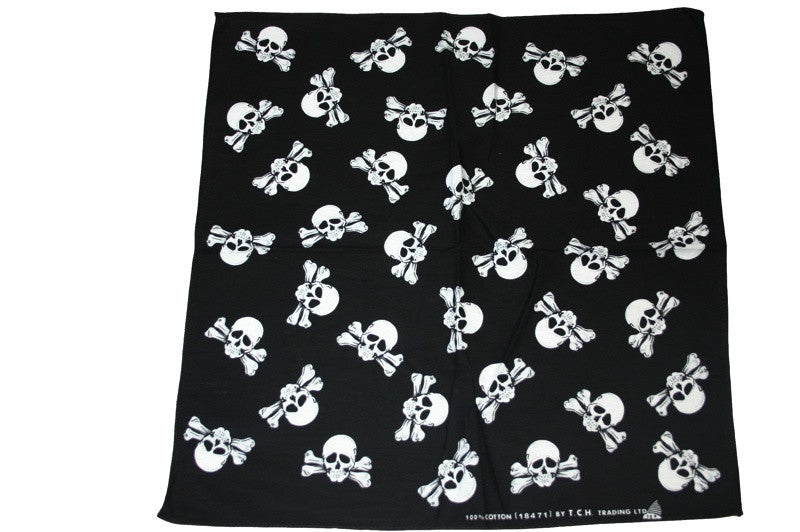 Square Black Skull and Crossbones Bandana